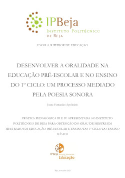 Desenvolver a oralidade na educação pré-escolar e no ensino do 1º ciclo: Um processo mediado pela poesia sonora
